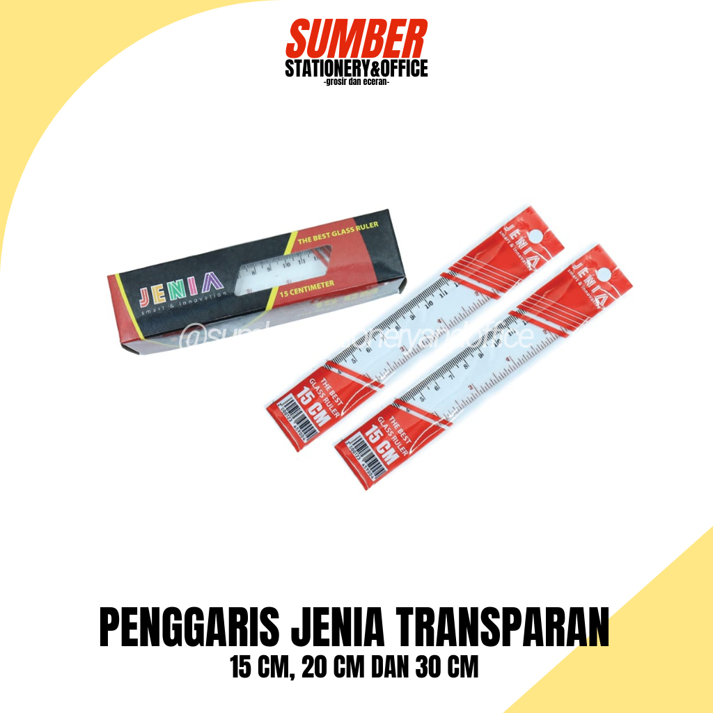 

Penggaris Jenia 15cm/20cm/30cm – [1 PCS]