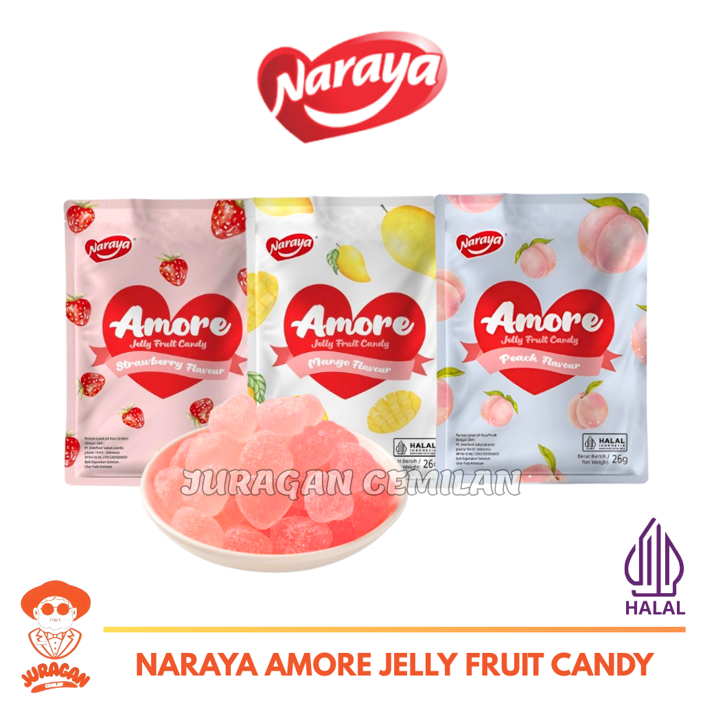 

Naraya Amore Permen Lunak Jelly Rasa Peach, Mango & Strawberry Halal 26g