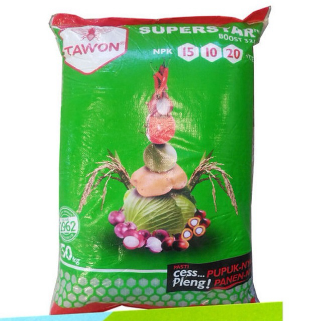 Pupuk NPK 15-10-20 GROWER BOOST 324 Cap TAWON 50 Kg an (kemasan pabrik)