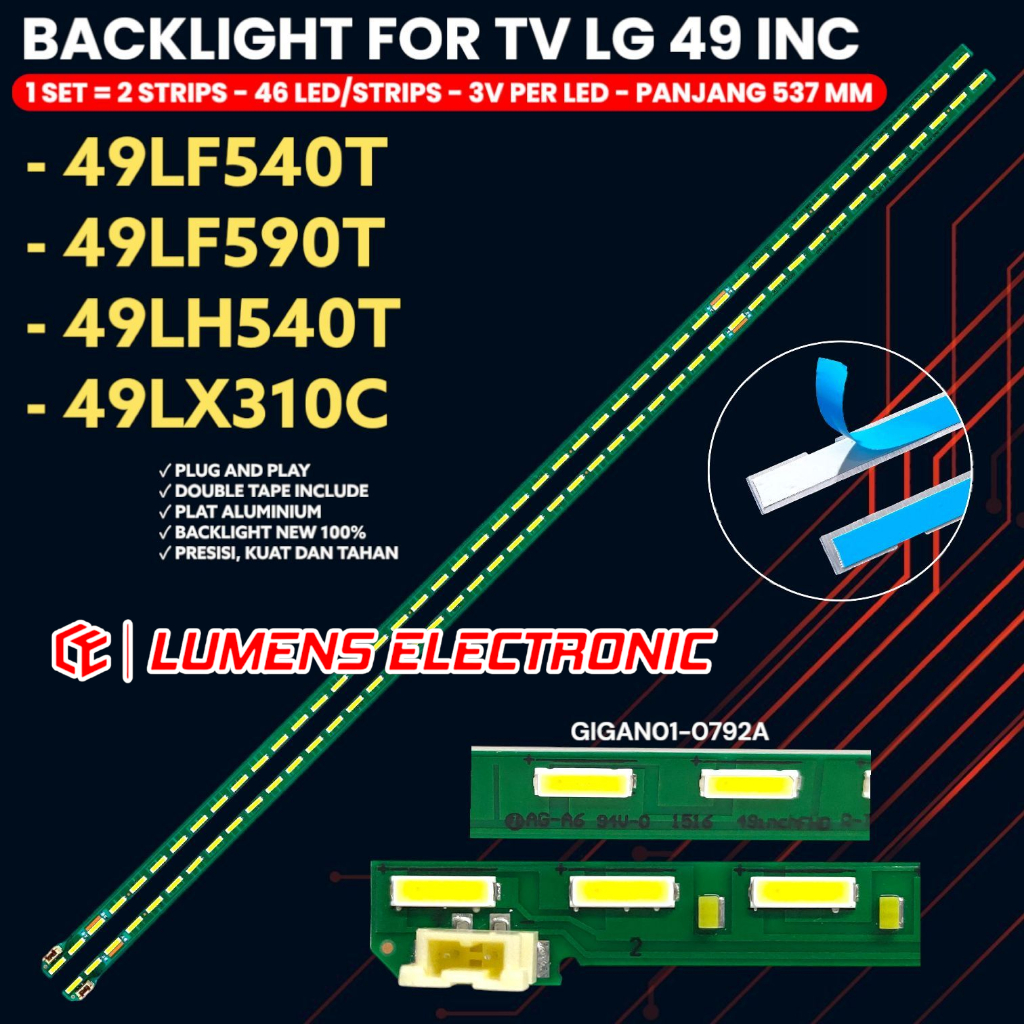 BACKLIGHT TV LED LG 49 INCH 49LF540T 49LF590T 49LX310 49LH540T 49LF540 49LF590 49LX310 49LH540 LAMPU