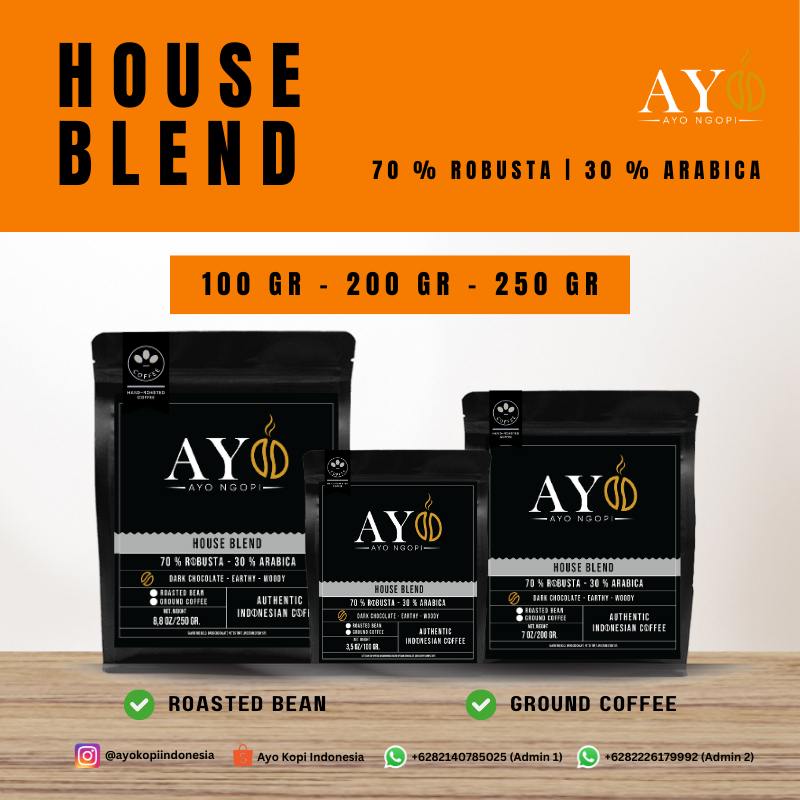 

AYOKOPI House Blend 100gr / 250gr – Kopi Bubuk Arabica Robusta Untuk Kopi Susu & Manual Brew