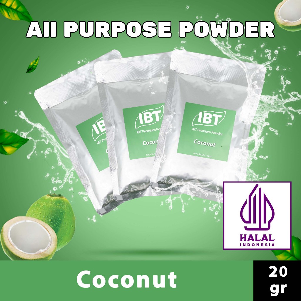 

Bahan Minuman Bubuk Coconut. Kelapa IBT Premium Powder Sachet