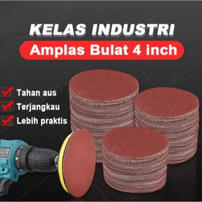 Amplas Gerinda Bor Velcro Bulat 4 Inch Tempel Penghalus Kayu Besi Desain Kokoh