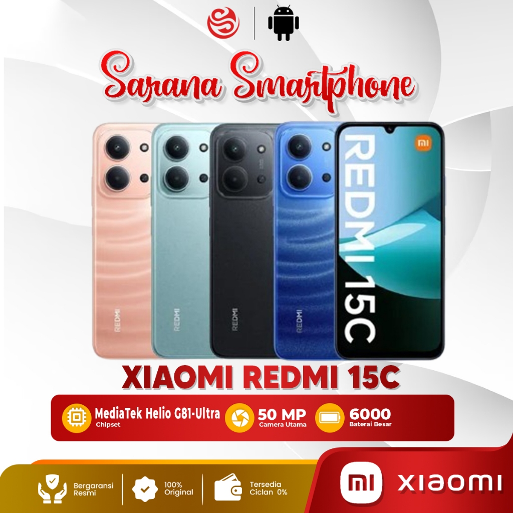 Xiaomi Redmi 15C 8/256GB 8/128GB HP Android Terbaru Layar 120Hz NFC Baterai 6000mAh Garansi Resmi