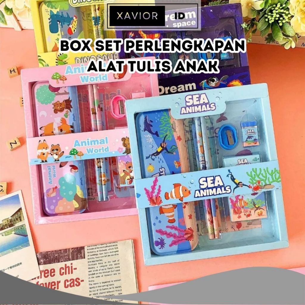 

Box Set Perlengkapan Alat Tulis Anak / Untuk Hadiah anak sekolah
