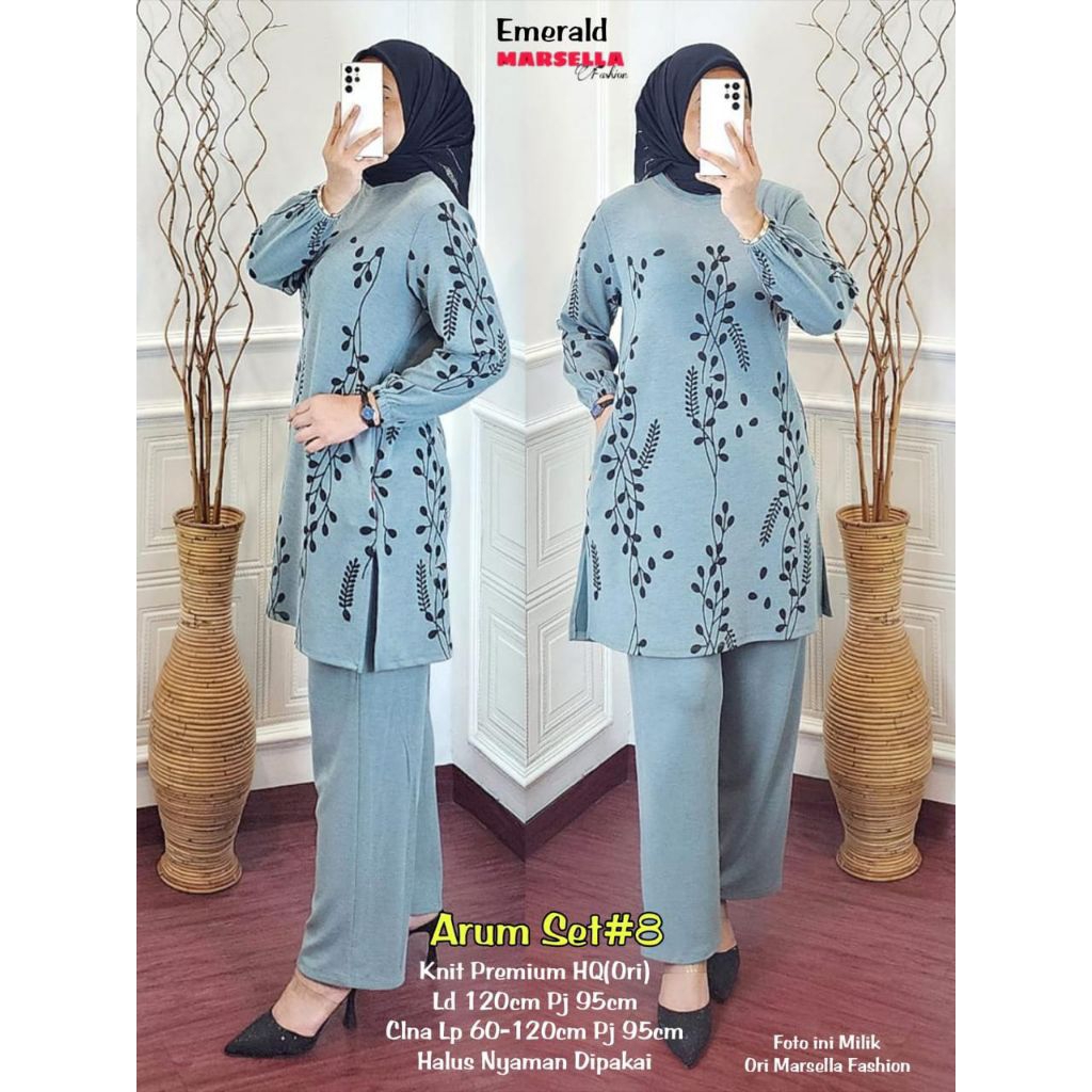 SETELAN JUMBO ARUM SET BY MARSELLA • TREND FASHION SETELAN CELANA+TUNIK