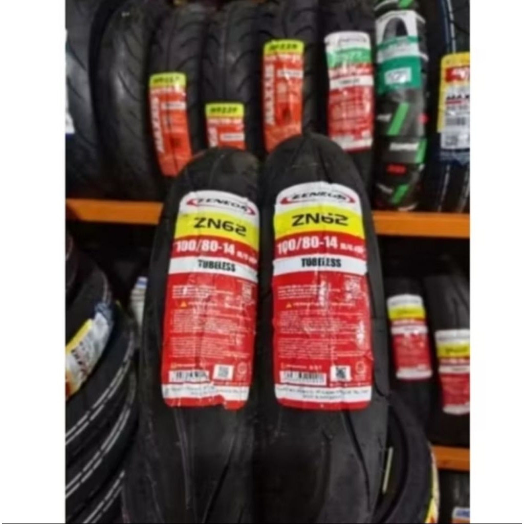 BAN LUAR TUBELES ZENEOS ZN 62 100/80-14 BAN DONAT RING 14 ZENEOS TUBELES