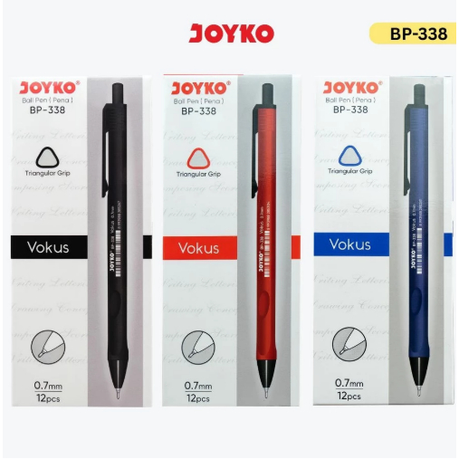 

[ PAK ] JOYKO Ball Pen Triangular Pen / Pulpen Joyko BP-338 Focus 0.7mm 1 Pack Isi 12 Pcs