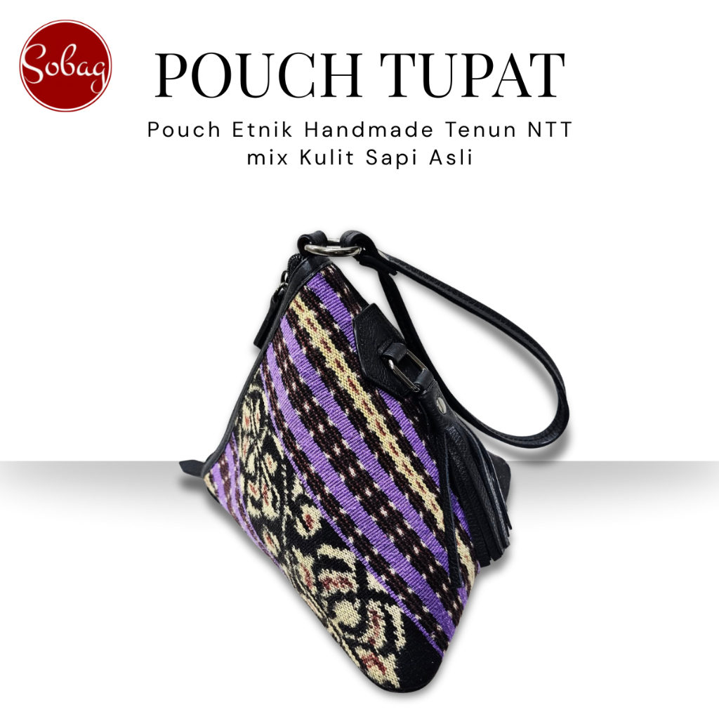 POUCH TUPAT Tenun NTT mix Kulit Sapi Asli