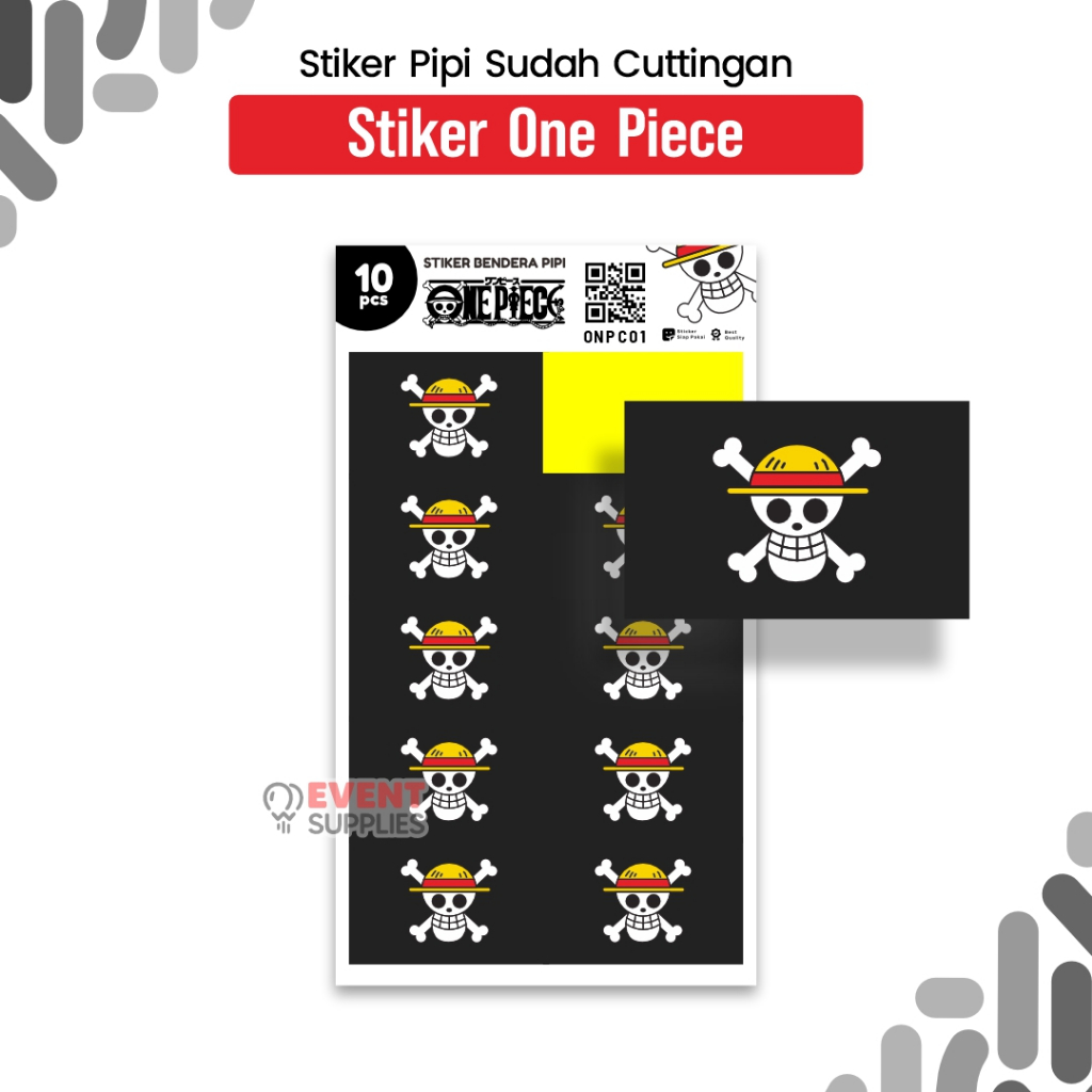 

Sticker Pipi One Piece Mugiwara Tengkorak Hitam isi 10 Original Jolly Roger