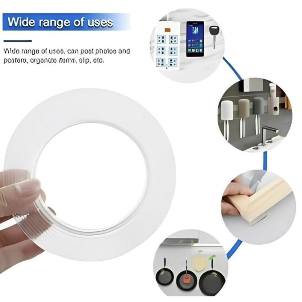 DOUBLE TAPE GEL ISOLASI BENING 2 SISI ANTI AIR TAPE MULTIFUNGSI PEREKAT DINDING TEMBOK