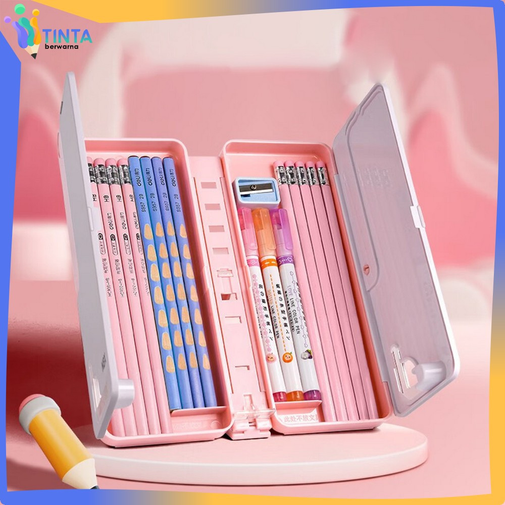 

Kotak Pensil Lipat 2IN1 Multifungsi dengan Tatakan Buku dan Papan Tulis Praktis / Tempat Penyimpanan Alat Tulis Anak Sekolah / Pencil Case Book Holder Import Tinta Berwarna A73