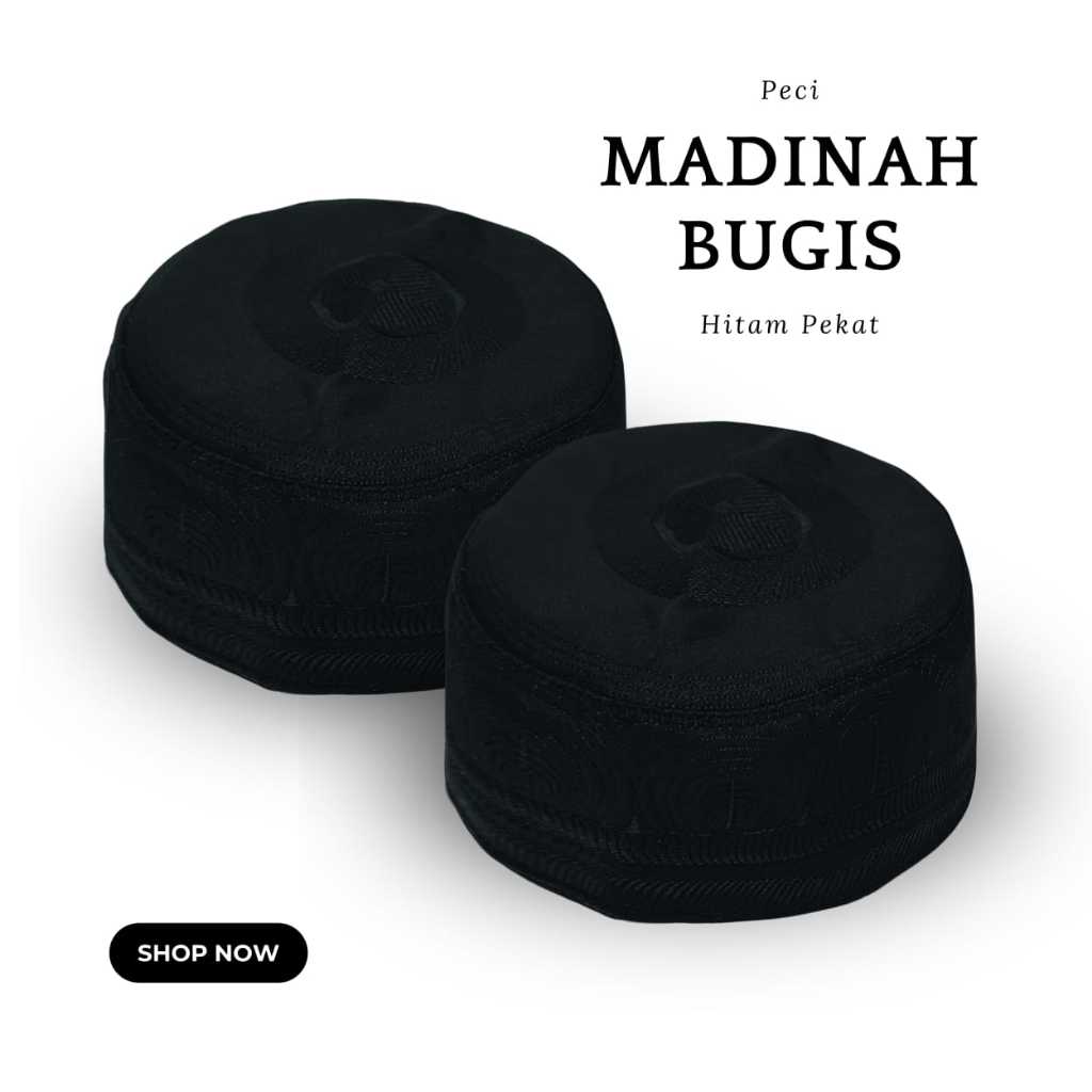 Peci Kopiah Madinah Bugis Hitam Motif Pohon Kurma Songkok Sholat Pria Dewasa