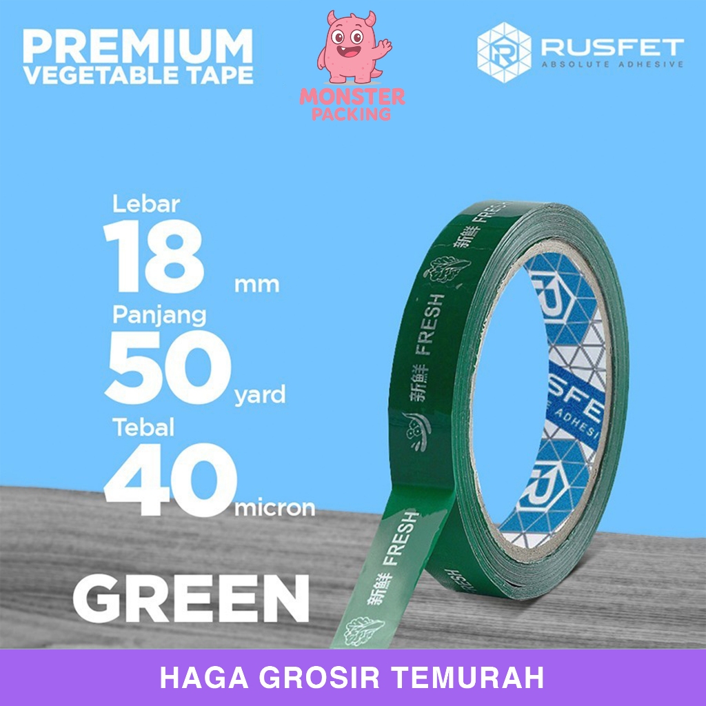 

Lakban Sayur FRESH 18mm x 50m Vegetable OPP Tape Isolasi Buah Hidroponik TERMURAH /SATUAN HIJAU