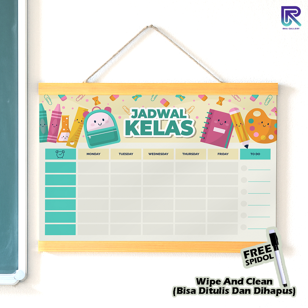

RHA GALLERY Planner Jadwal Kelas Sekolah Wipe And Clean List Jadwal Tulis Aesthetic 32x48 CM