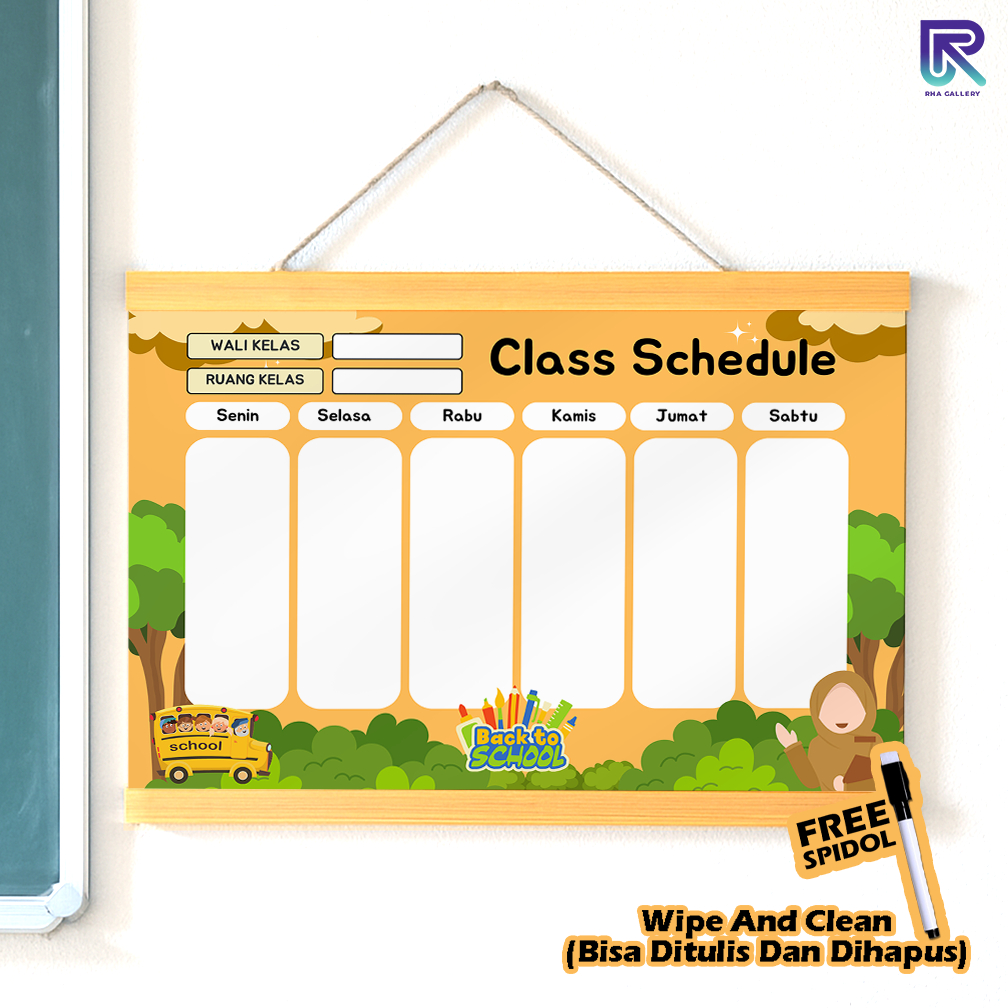 

RHA GALLERY Planner Sekolah Jadwal Pelajaran Siswa Forest Wipe And Clean List Jadwal Tulis 32x48 CM