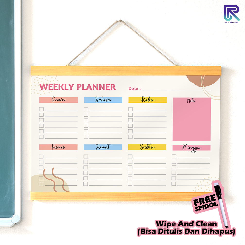 

RHA GALLERY Planner Schedule Daily Weekly Jadwal Minggu Landscape Wipe And Clean List Jadwal Tulis
