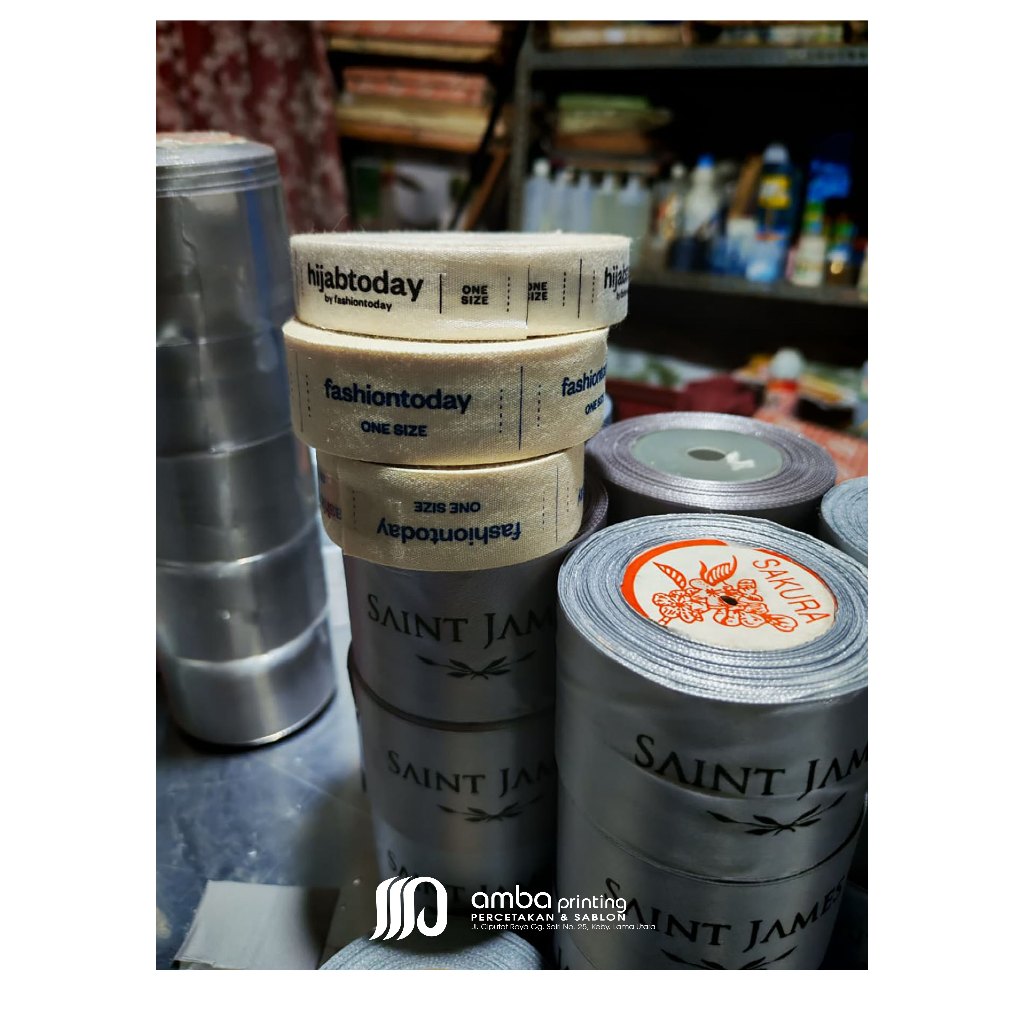 

Sablon cetak pita label katun krem ukuran 2 cm