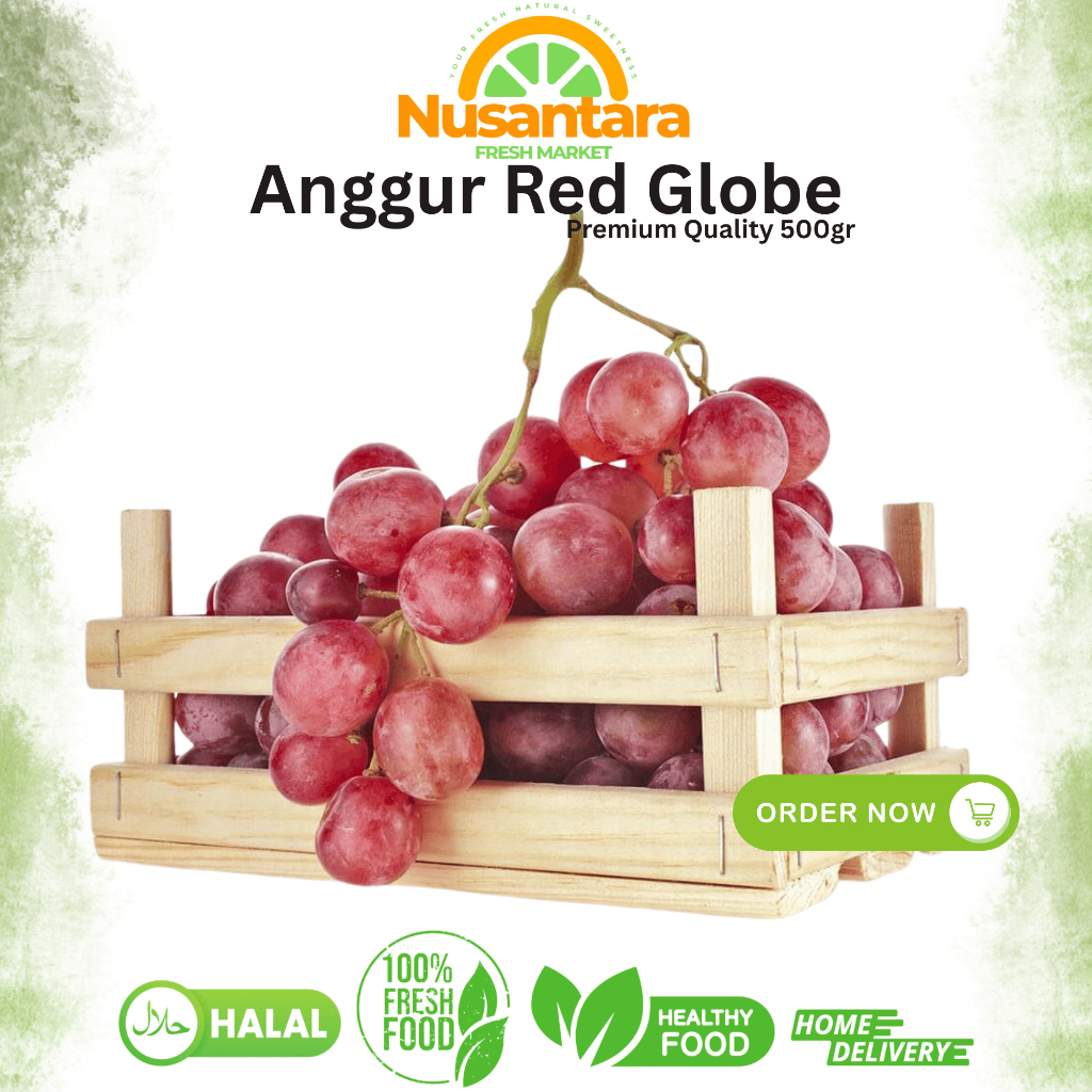 

Anggur Red Globe Australia Premium Fresh Manis Kriuk Impor 500gram