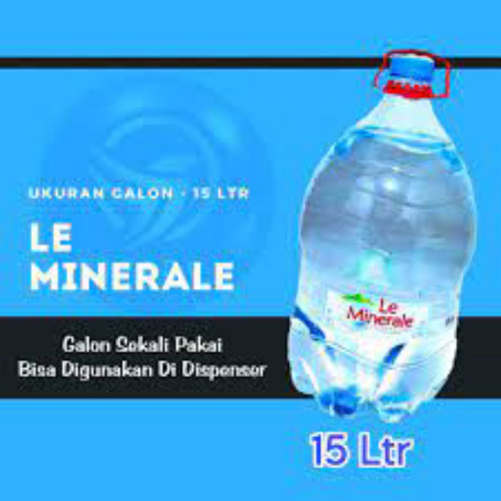 

Galon 15liter LE MINERALE sekali pakai