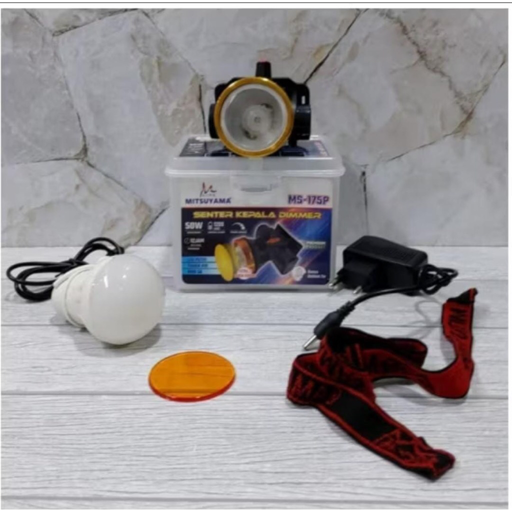 SENTER KEPALA MITSUYAMA MS 175P LED 50Watt DIMMER Bonos Bohlam Lampu 7Watt // MS 175 Terlariss