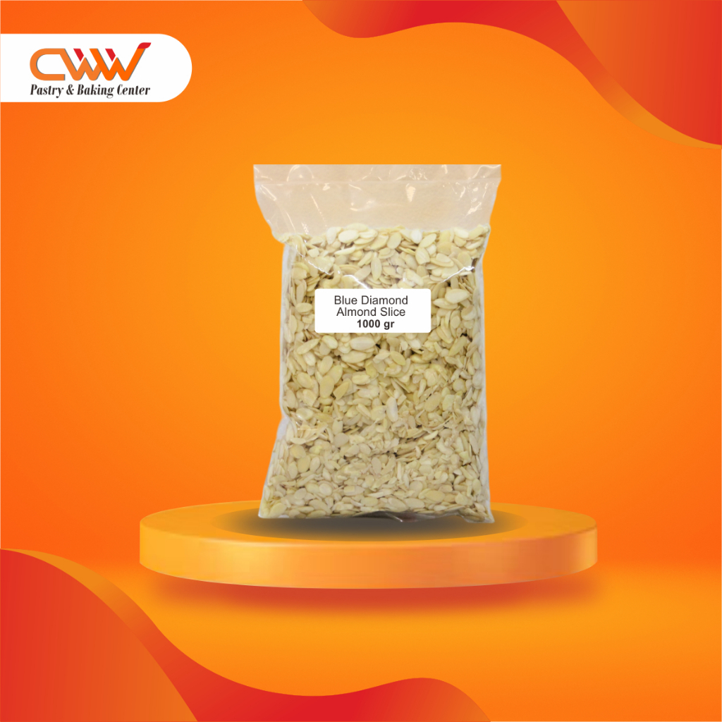

Blue Diamond Kacang Almond Slice Iris 1kg Dekorasi Taburan Kue Kering Lapis Legit Cake Bolu Roti