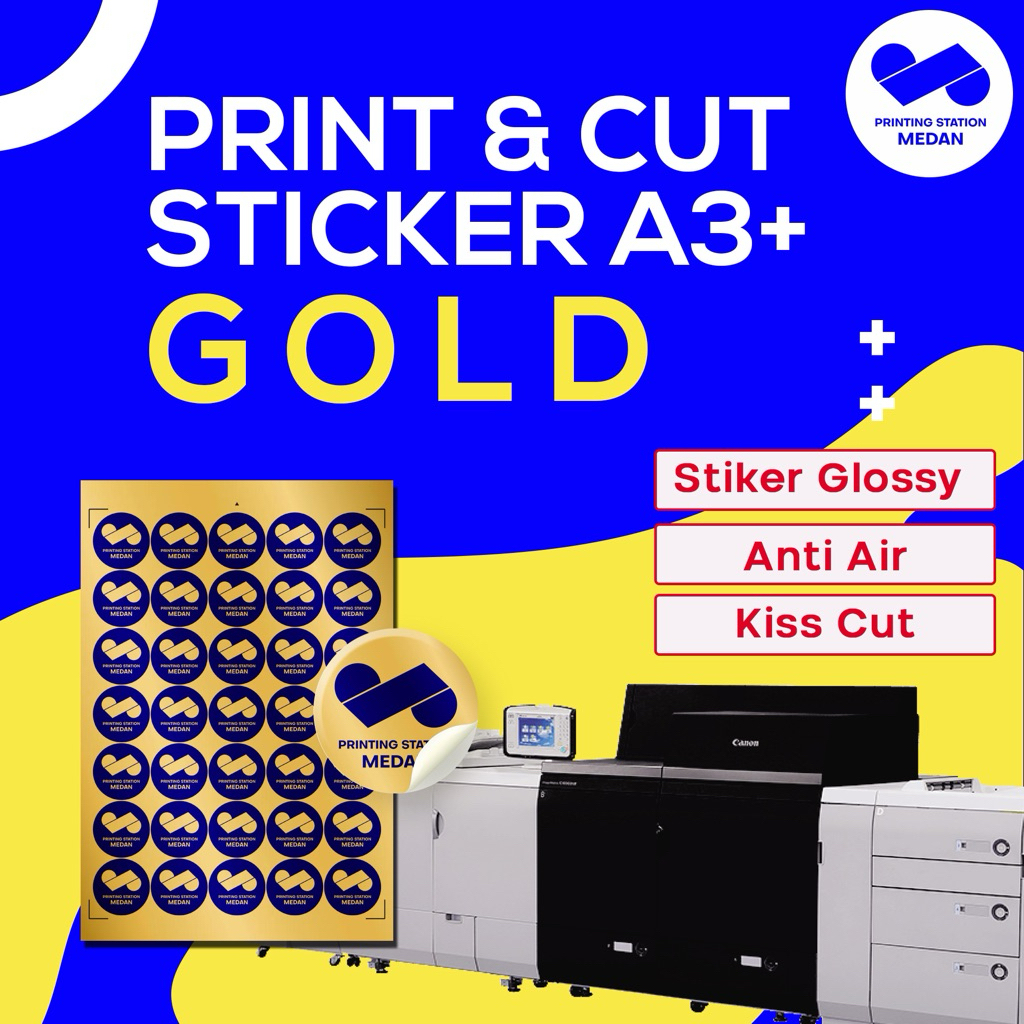 

Cetak Print , Cut dan Lamit Sticker Gold A3+ Cepat Murah dan Berkualtas