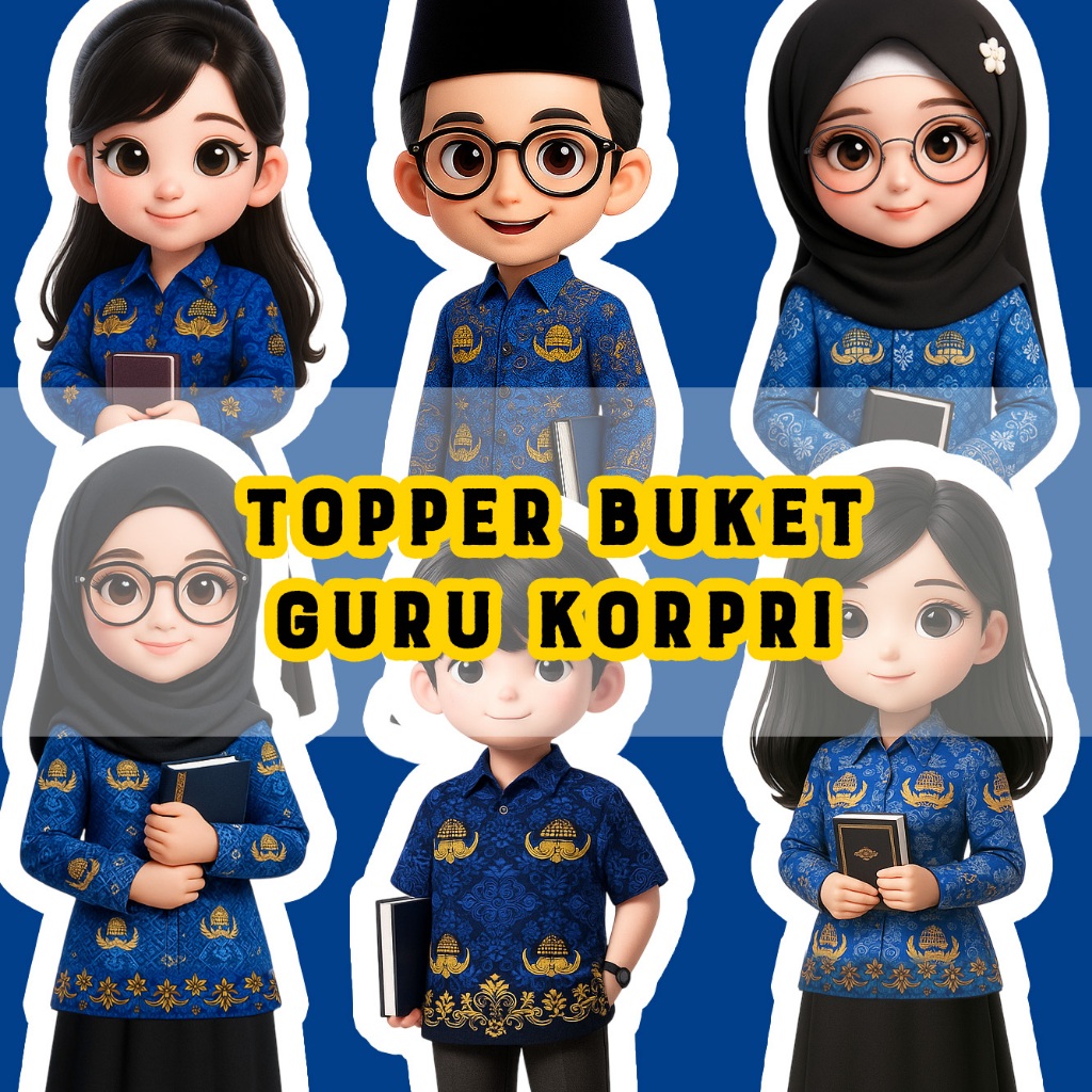 TOPPER HARI GURU/ TEACHER DAY KORPRI UNTUK BUKET ATAU KUE ISI 10