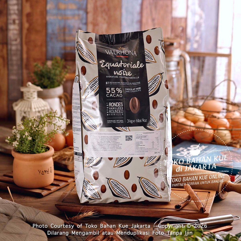 

Valrhona Equatoriale 55% Dark Chocolate 3kg SAK Couverture Coklat Coin