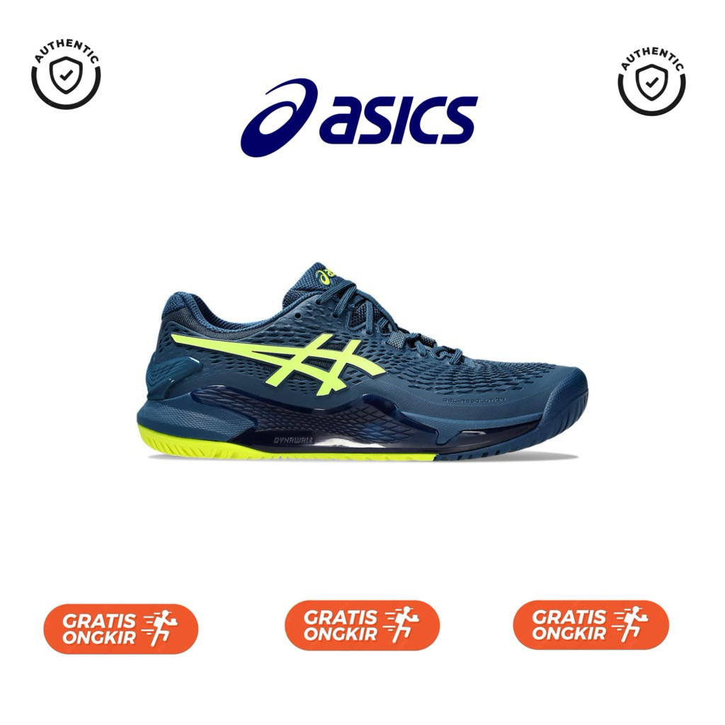 Sepatu Tenis ASICS GEL-RESOLUTION 9 Mako Blue Safety Yellow