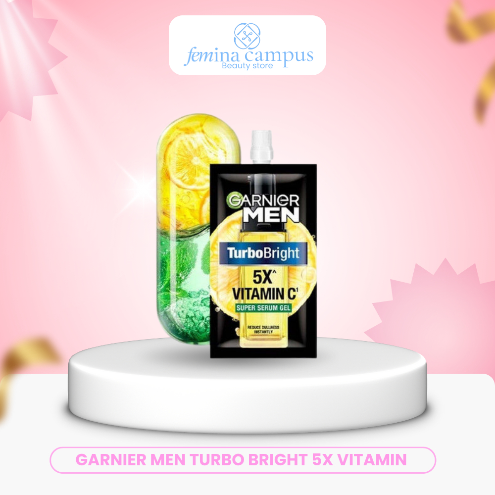 Garnier Men Turbo Bright 5x VitaminC Super Serum Gel Sachet/Serum Wajah Anti Kusam untuk Mencerahkan