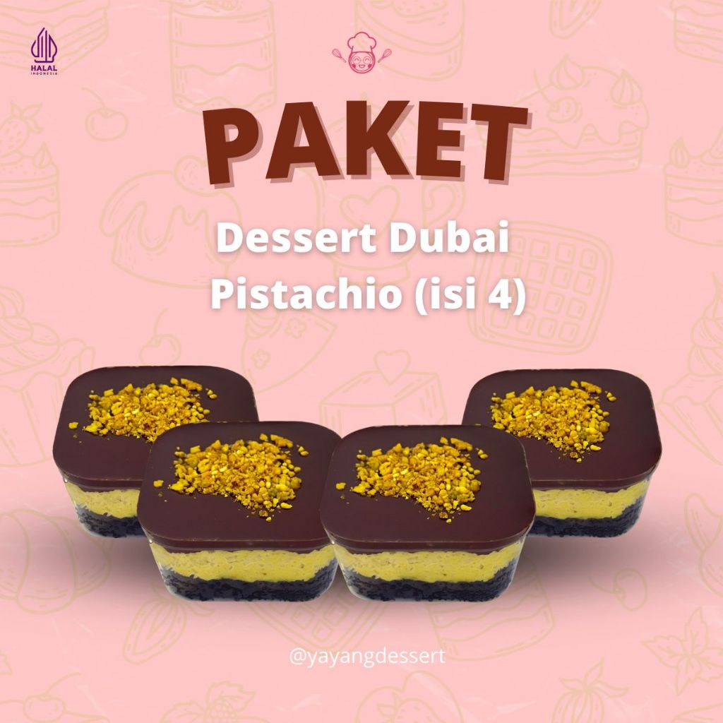 

(Isi 4) Coklat Dubai Pistachio dubai chocolate 120ml x 4 - Yayang Dessert