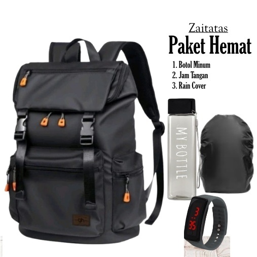 Tas Backpack Kulit Bimo Polos Hitam Tas Pria Jumbo Slot Laptop