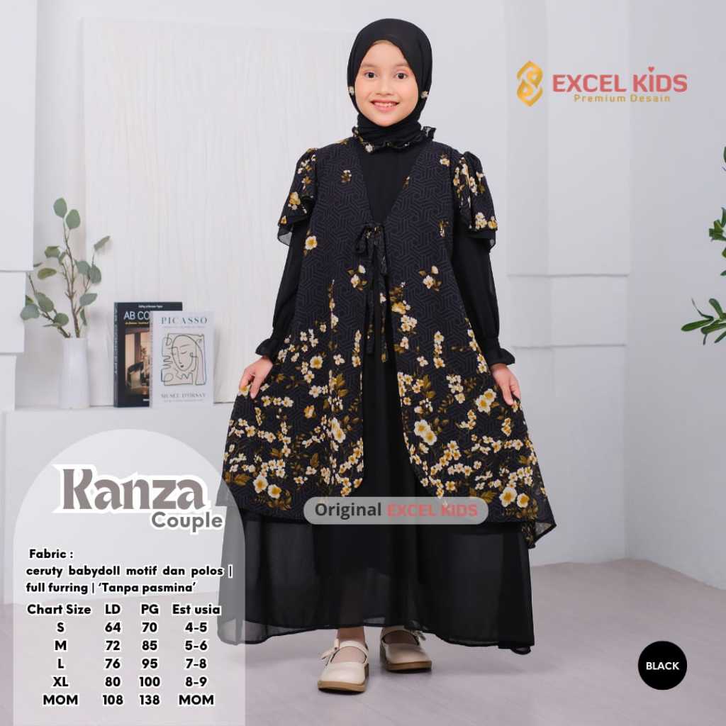 gamis anak perempuan 4-9 tahun kanza dress ori excel kids