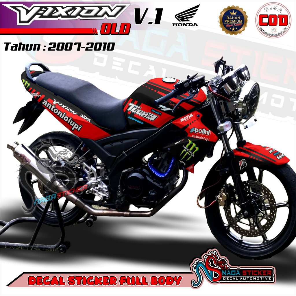Bisa COD Decal Sticker Full Body Yamaha Vixion Old 2007 Motif Polos NS9808 Desain Bisa Request