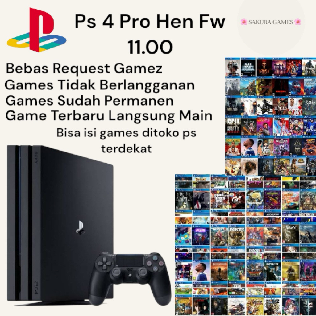 PS 4 PRO 4K HEN FW 11.00 GAME TERBARU PERMANEN TANPA BERLANGGANAN 1TB DAN 2STIK GAME OFFLINE PERMANE