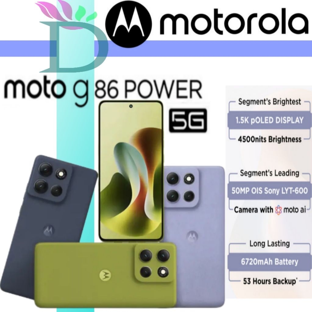 Motorola G86 Power 5G 8/256 GB | Mediatek Dimensity 7400 | 6720 mAh 33 W Fast Charger | Garansi Resm