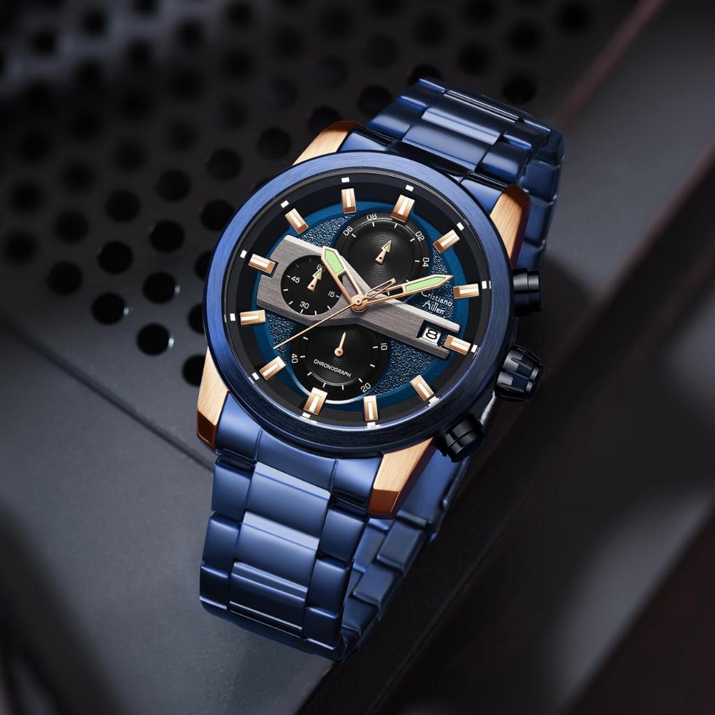 JAM TANGAN PRIA CRISTIANO AILLEN CA 8889 RANTAI STAINLESS STEEL CRONOGRAF WATER RESISTANT 3ATM