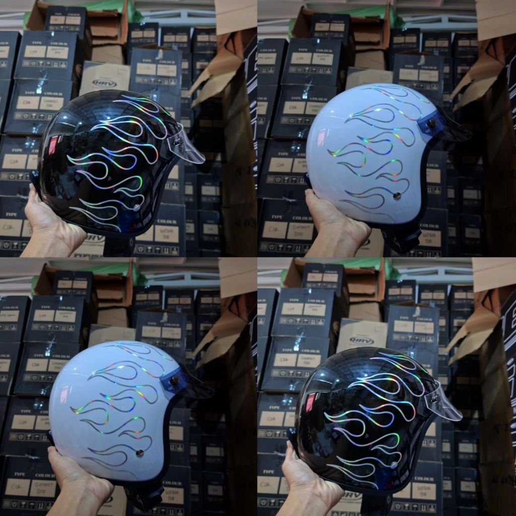 Helm Slimhead Retro Api Hologram Free Pet