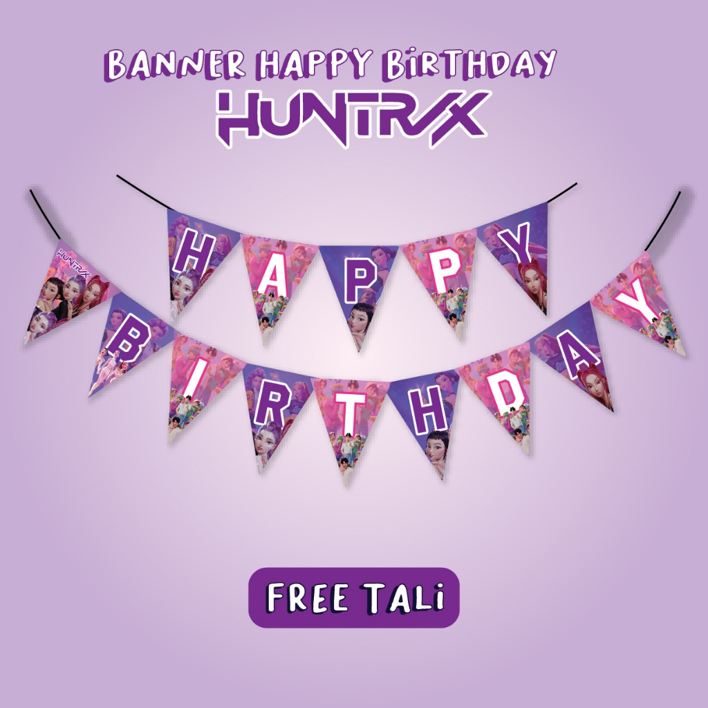 BANNER KPOP DEMON HUNTER PAKET DEKORASI ULANG TAHUN ULTAH HUNTRIX SAJA BOYS HIASAN DEKOR DEKORASI KO