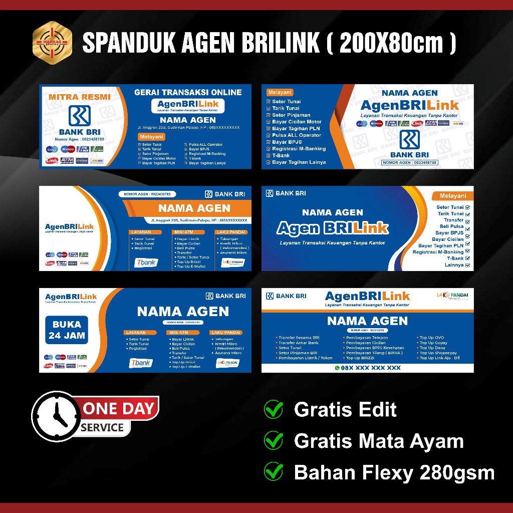 [ 200x80cm ] Spanduk / Banner / MMT Agen BRILINK terbaru