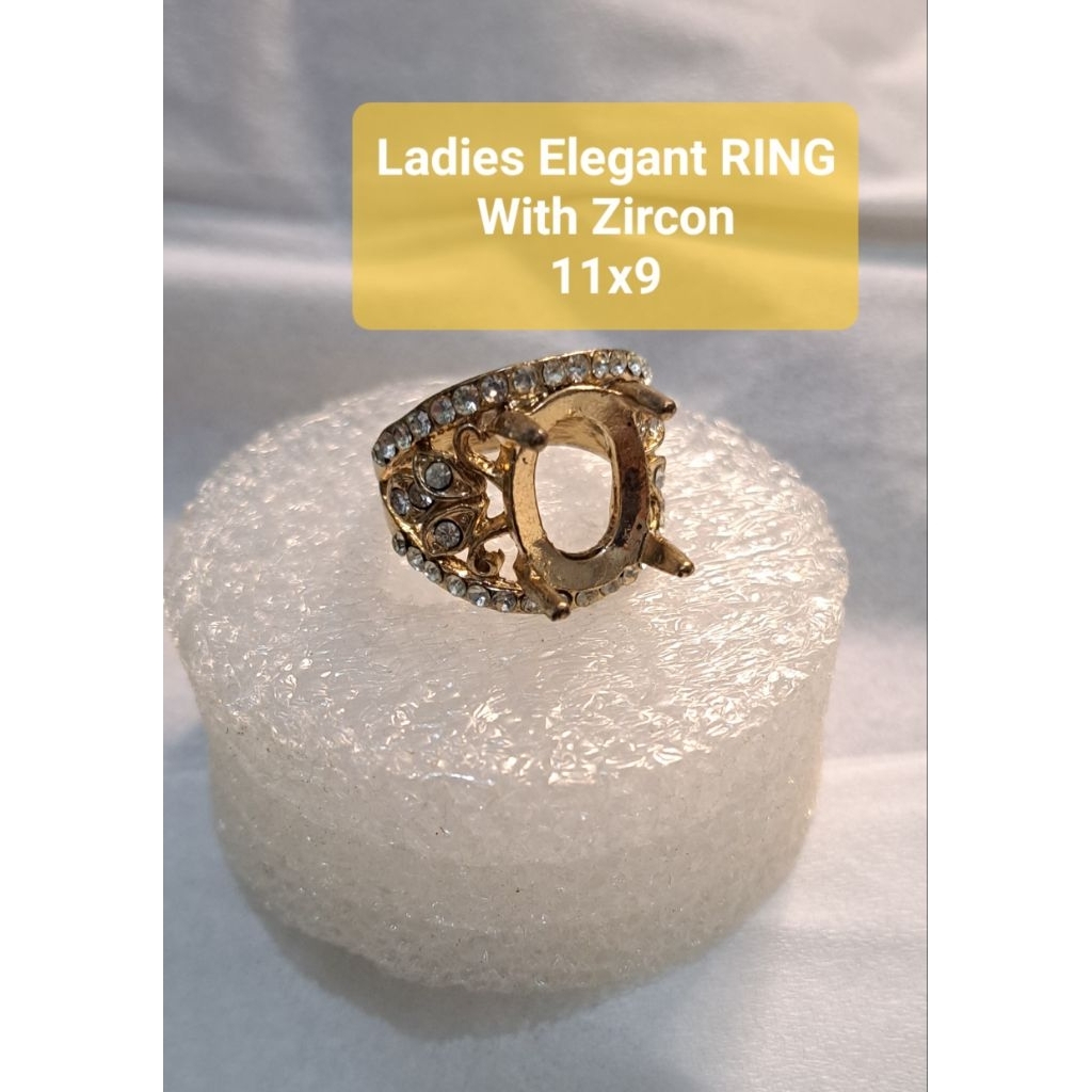 Stylish RING CINCIN emban Super Kuningan With Zircon Untuk Ladies Campuran Perak | Emban permata aki