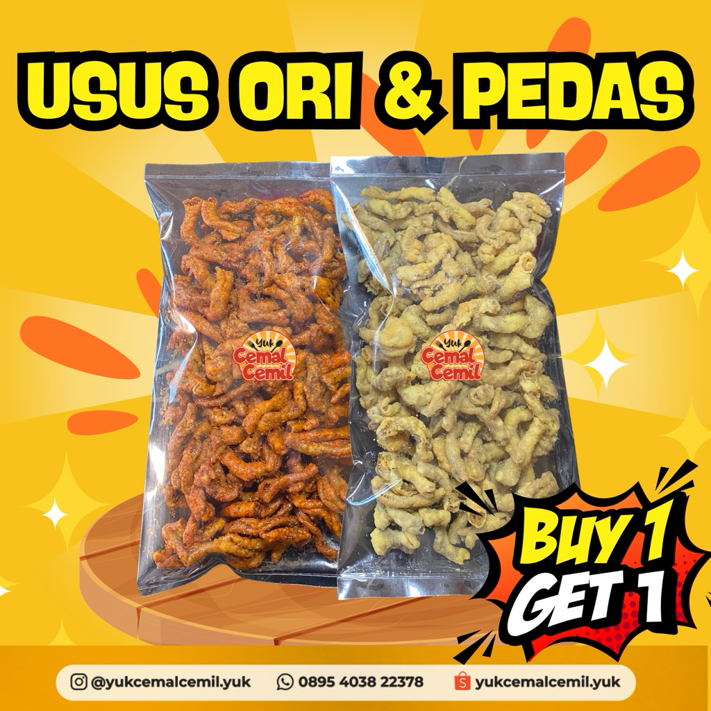 

KRIPIK USUS ORI + PEDAS 500gr
