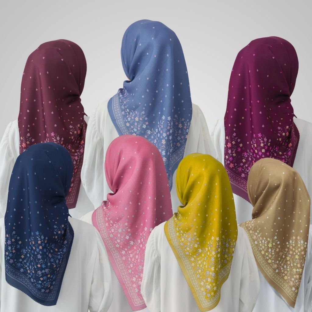 Hijab segiempat motif premium-Hijab printingsublim motif bunga kecil SARA SERIES
