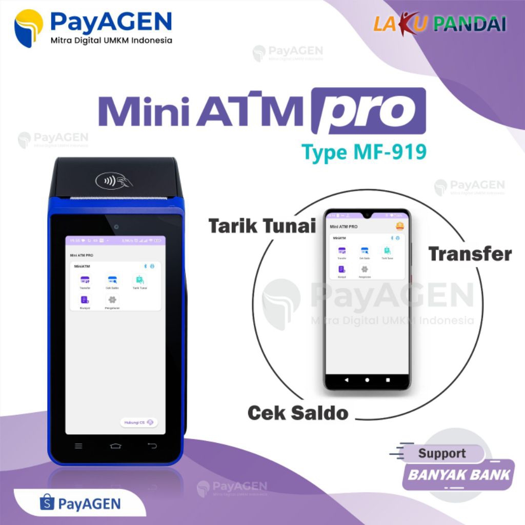 EDC Mini ATM PRO || Mesin EDC Android Support Banyak Bank || Original & Bergaransi - Paket Bisnis Un