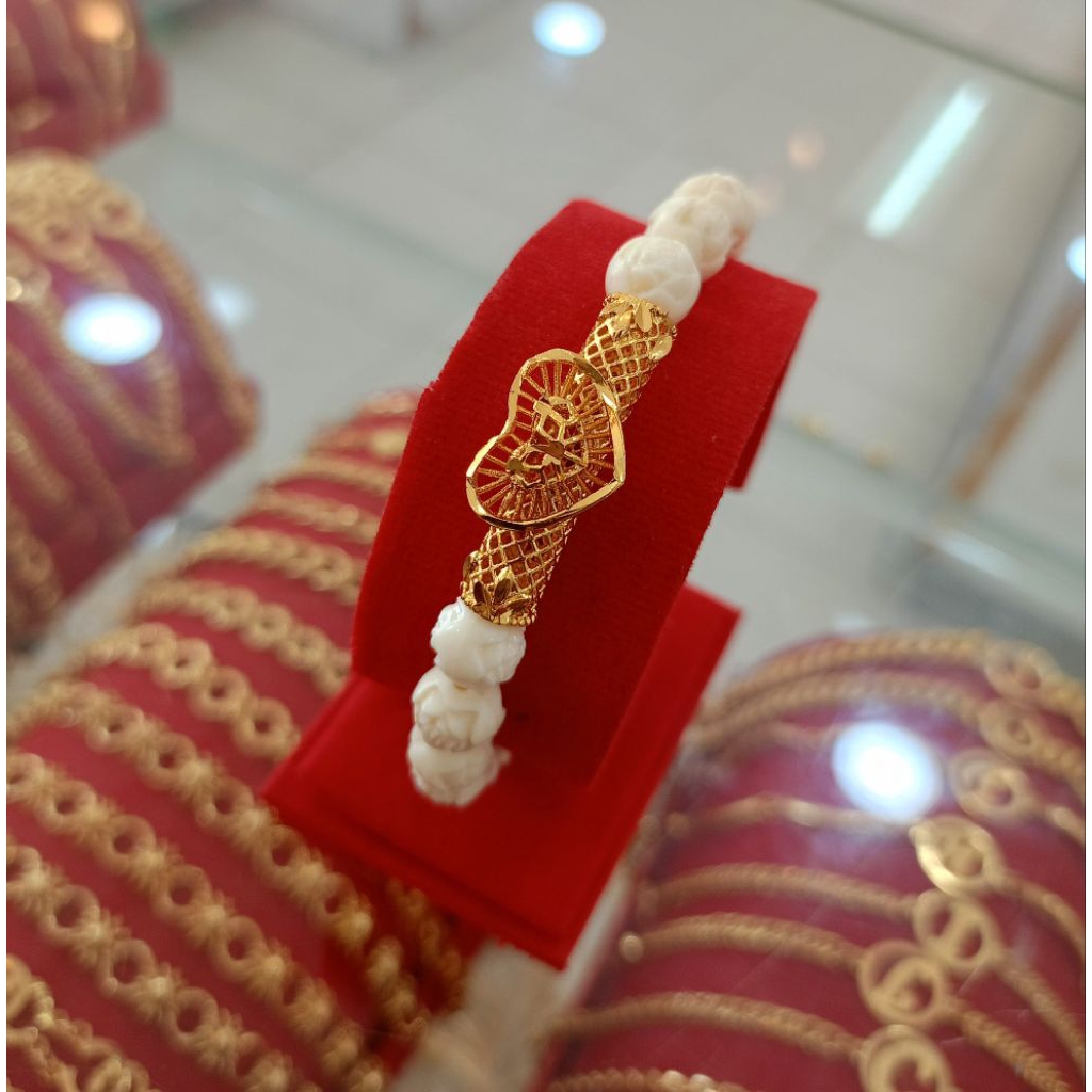 Gelang Kristal Bunga Putih Liontin Love Krawang Bahan Xuping Murah Cantik Untuk Berpergian
