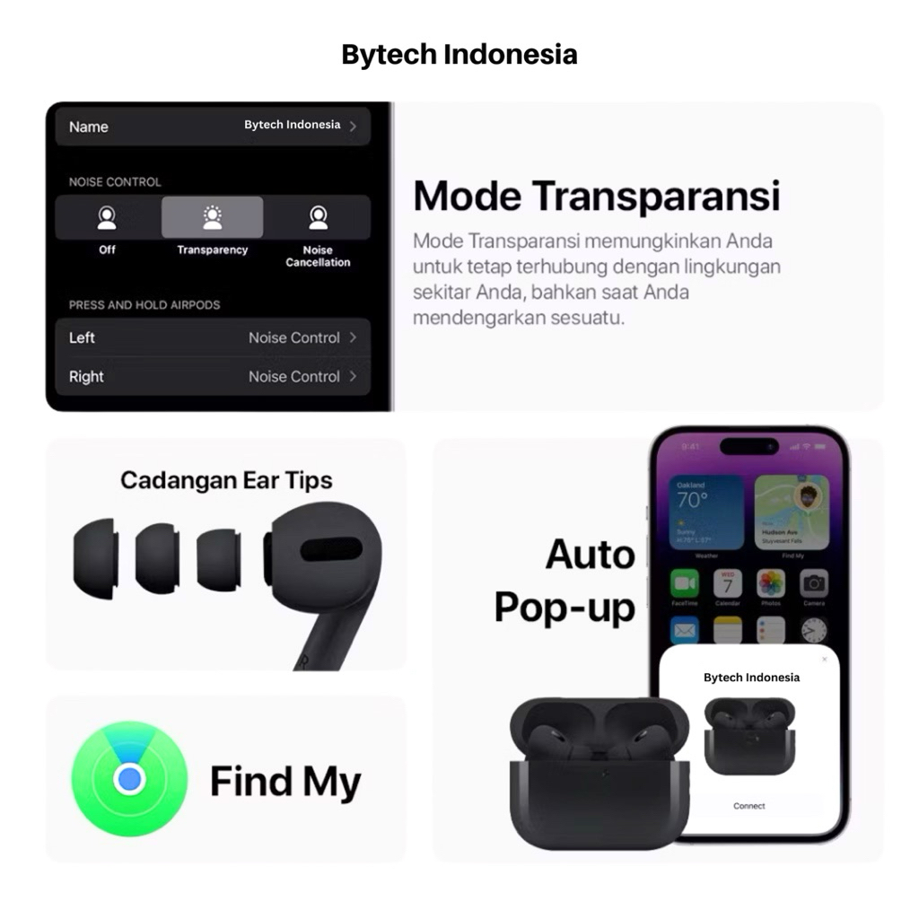 New Product Bytech Tws Pro 2 Black Edition Wireless Earphone Bluetooth + Free Premium Silicone
