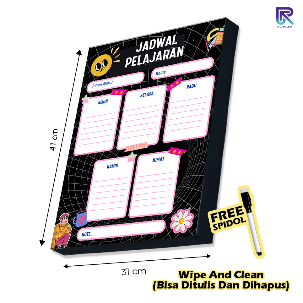 

RHA GALLERY Papan Tulis Kayu Senin - Jumat Jadwal Pelajaran Ruang Kelas Sekolah Dekorasi Dinding