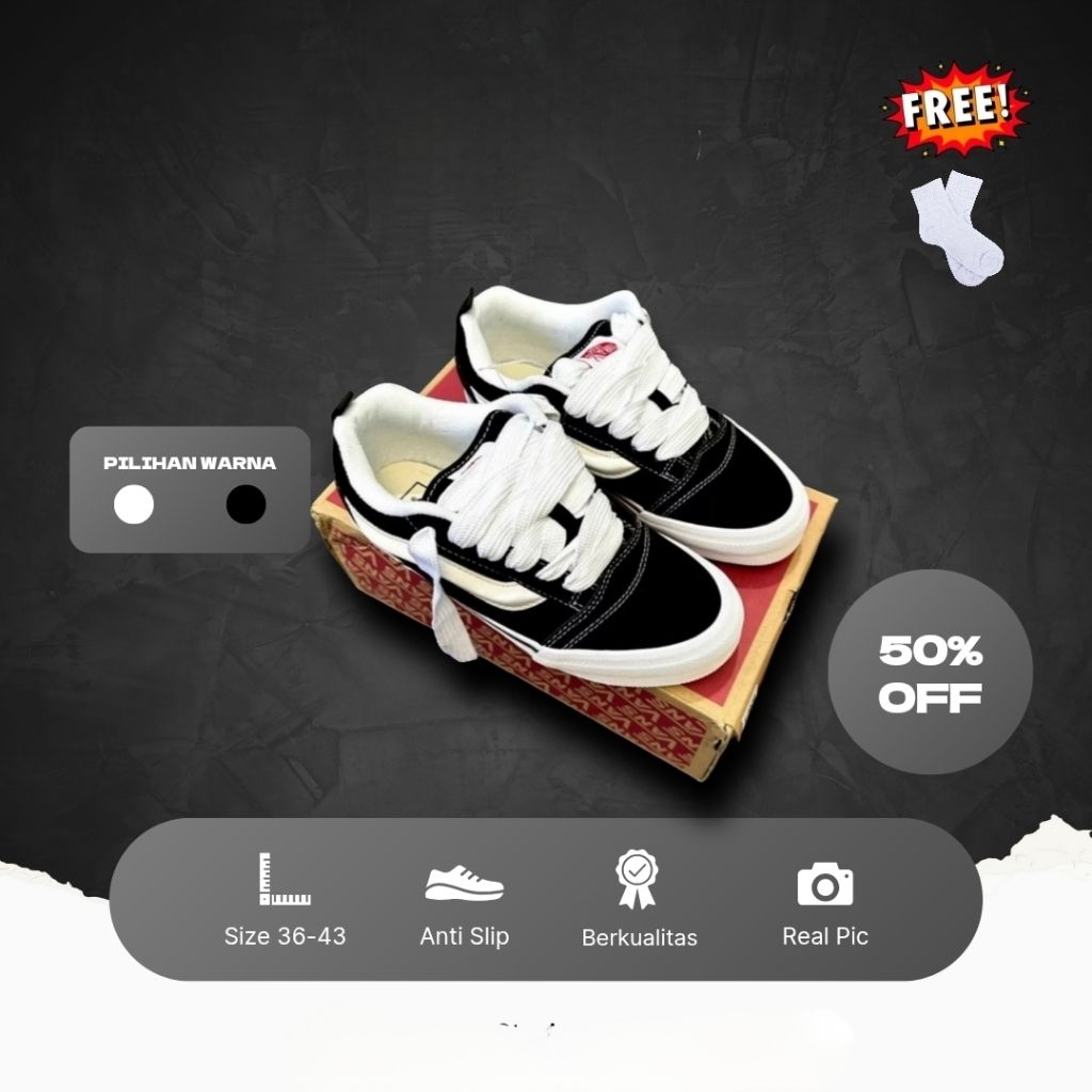 Sepatu gendut knu oldschool black white