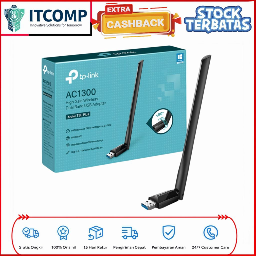 TP-Link Archer T3U PLUS AC1300 Gigabit USB Wi-Fi 5 Dual Band USB 3.2 Adapter Desktop